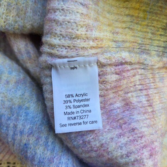Pastel Rainbow Sweater with Puffy Sleeves and Mock Turtleneck - Picture 3 of 3